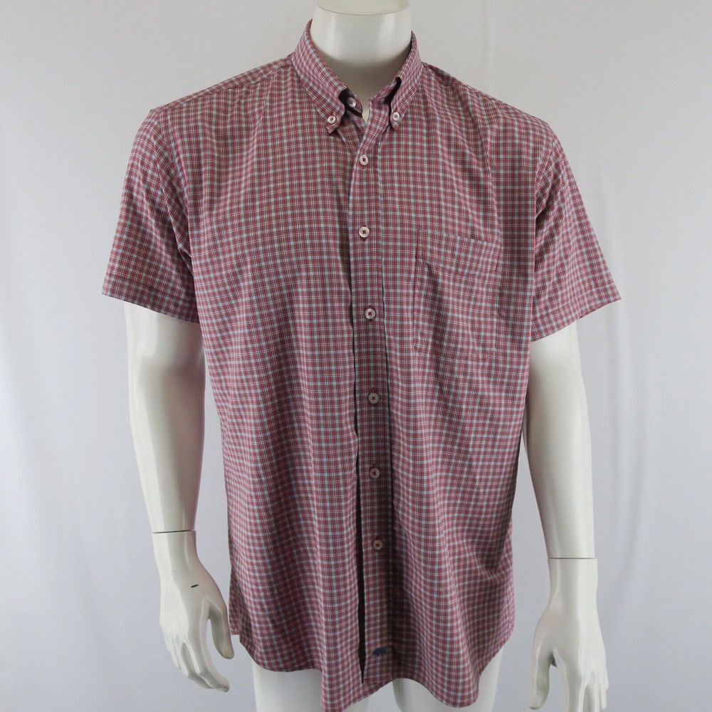 Onward Reserve Short Sleeve Button Up Shirt‎ Mens M Red Blue Classic Fit